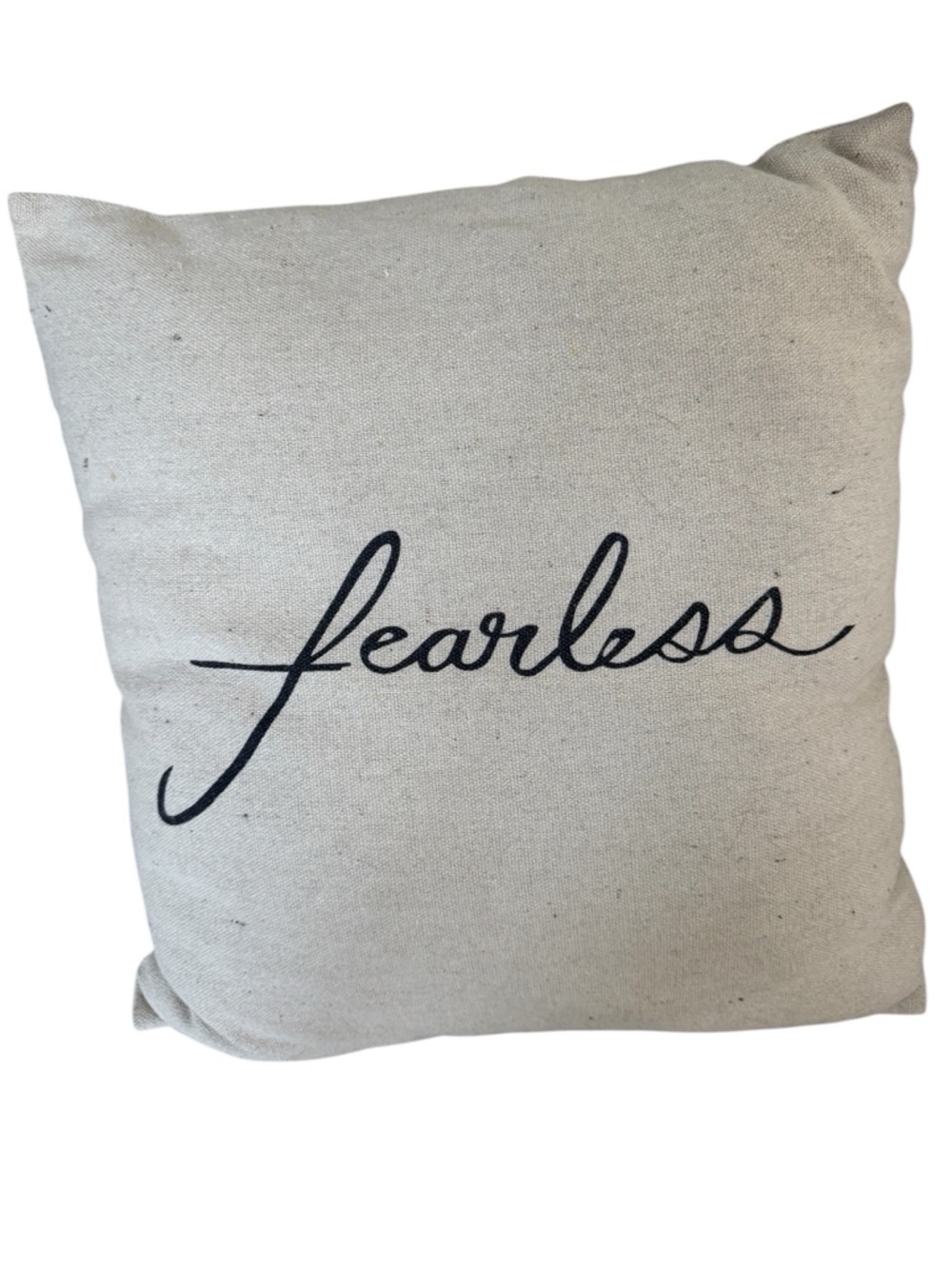 Fearless Script Accent Pillow - Natural with Black Text